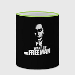Кружка 3D Wake up Mr. Freeman, цвет: 3D-светло-зеленый кант — фото 2