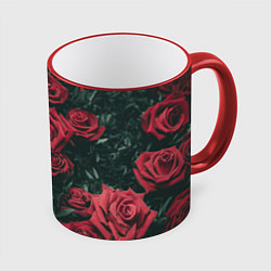 Кружка 3D Бархатные розы, цвет: 3D-красный кант