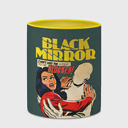 Кружка 3D Black Mirror: Blocked, цвет: 3D-белый + желтый — фото 2