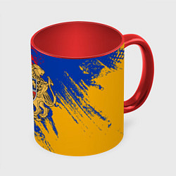 Кружка 3D Герб и флаг Армении, цвет: 3D-белый + красный