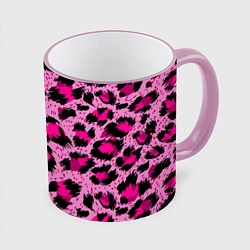 Кружка 3D Розовый леопард, цвет: 3D-розовый кант