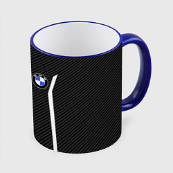 Кружка 3D BMW CARBON БМВ КАРБОН, цвет: 3D-синий кант