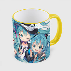 Кружка 3D Hatsune Miku, цвет: 3D-желтый кант