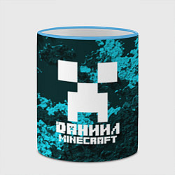 Кружка 3D Даниил в стиле Minecraft, цвет: 3D-небесно-голубой кант — фото 2