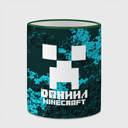 Кружка 3D Даниил в стиле Minecraft, цвет: 3D-зеленый кант — фото 2