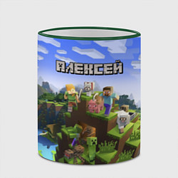 Кружка 3D Майнкрафт: Алексей, цвет: 3D-зеленый кант — фото 2