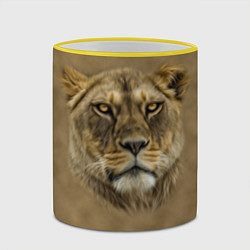 Кружка 3D Песчаная львица, цвет: 3D-желтый кант — фото 2