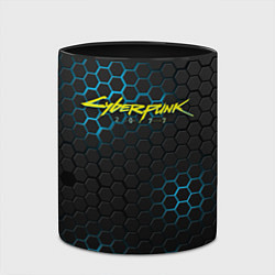 Кружка 3D Cyberpunk 2077: Blue Carbon, цвет: 3D-белый + черный — фото 2