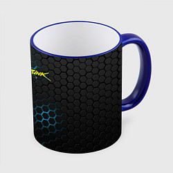 Кружка 3D Cyberpunk 2077: Blue Carbon, цвет: 3D-синий кант