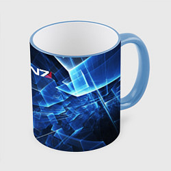 Кружка 3D Mass Effect: Blue Armor N7, цвет: 3D-небесно-голубой кант