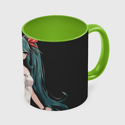 Кружка 3D Hatsune Miku, цвет: 3D-белый + светло-зеленый