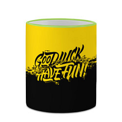 Кружка 3D GLHF: Yellow Style, цвет: 3D-светло-зеленый кант — фото 2