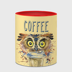 Кружка 3D Owls like coffee, цвет: 3D-белый + красный — фото 2