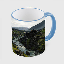 Кружка 3D Death Stranding: Green World, цвет: 3D-небесно-голубой кант