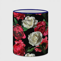 Кружка 3D Красные и белые розы, цвет: 3D-синий кант — фото 2
