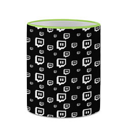 Кружка 3D Twitch: Black Pattern, цвет: 3D-светло-зеленый кант — фото 2