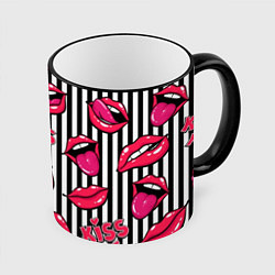 Кружка 3D Kiss Me - pattern, цвет: 3D-черный кант