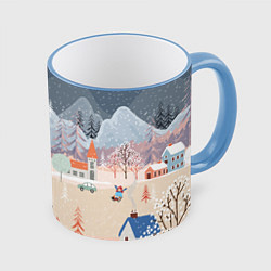 Кружка 3D Новогодние каникулы, цвет: 3D-небесно-голубой кант