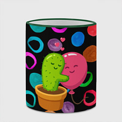 Кружка 3D Влюбленные кактус и шарик, цвет: 3D-зеленый кант — фото 2
