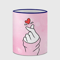 Кружка 3D Сердечко пальцами, цвет: 3D-синий кант — фото 2