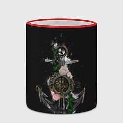 Кружка 3D Якорь с компасом и цветами, цвет: 3D-красный кант — фото 2