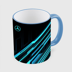Кружка 3D Mercedes-Benz, цвет: 3D-небесно-голубой кант