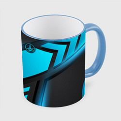 Кружка 3D Mercedes-Benz, цвет: 3D-небесно-голубой кант
