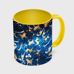 Кружка 3D Космические коты, цвет: 3D-белый + желтый