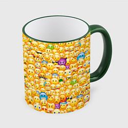 Кружка 3D Смайлики Emoji, цвет: 3D-зеленый кант