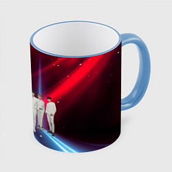 Кружка 3D BTS, цвет: 3D-небесно-голубой кант