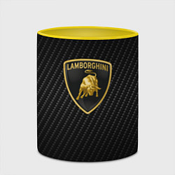Кружка 3D Lamborghini logo n carbone, цвет: 3D-белый + желтый — фото 2