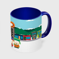 Кружка 3D ЮЖНЫЙ ПАРК, цвет: 3D-белый + синий