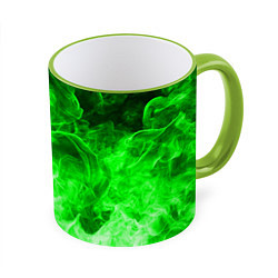 Кружка 3D ОГОНЬ GREEN NEON, цвет: 3D-светло-зеленый кант