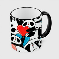 Кружка 3D Панды, цвет: 3D-черный кант