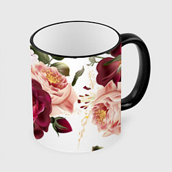 Кружка 3D Розы, цвет: 3D-черный кант