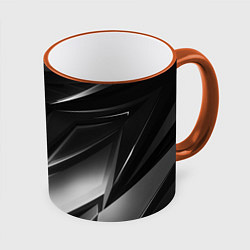 Кружка 3D GEOMETRY STRIPES BLACK & WHITE, цвет: 3D-оранжевый кант
