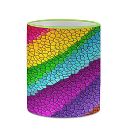 Кружка 3D Яркая мозаика радуга диагональ, цвет: 3D-светло-зеленый кант — фото 2