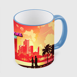 Кружка 3D HOTLINE MIAMI, цвет: 3D-небесно-голубой кант