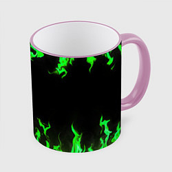 Кружка 3D GREEN FIRE ОГОНЬ, цвет: 3D-розовый кант