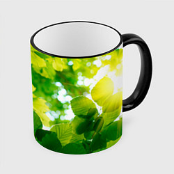 Кружка 3D Листья, цвет: 3D-черный кант