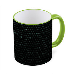 Кружка 3D Текстура геометрия ромбы черны, цвет: 3D-светло-зеленый кант