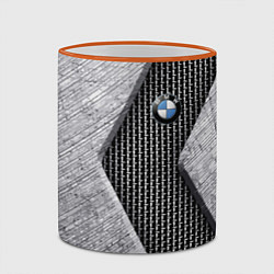 Кружка 3D BMW - emblem - metal - texture, цвет: 3D-оранжевый кант — фото 2