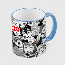 Кружка 3D AHEGAO АХЕГАО, цвет: 3D-небесно-голубой кант