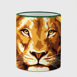Кружка 3D Взгляд льва, цвет: 3D-зеленый кант — фото 2