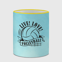 Кружка 3D LIVE! LOVE! VOLLEYBALL!, цвет: 3D-желтый кант — фото 2