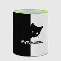 Кружка 3D Черный кот, цвет: 3D-светло-зеленый кант — фото 2