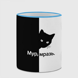 Кружка 3D Черный кот, цвет: 3D-небесно-голубой кант — фото 2