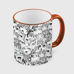 Кружка 3D Ahegao monochrome, цвет: 3D-оранжевый кант