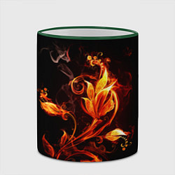 Кружка 3D Огненный цветок, цвет: 3D-зеленый кант — фото 2