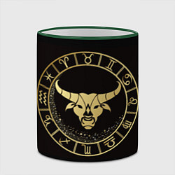 Кружка 3D Телец в золотом стиле, цвет: 3D-зеленый кант — фото 2